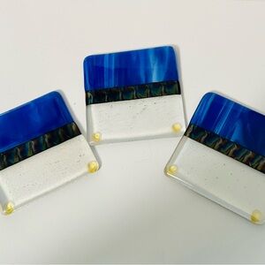 Blue and White Glass Coasters